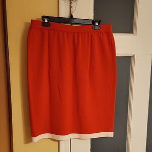 St. John Collection by Marie Gray Orange Pencil Skirt w/ White Trim Size 14